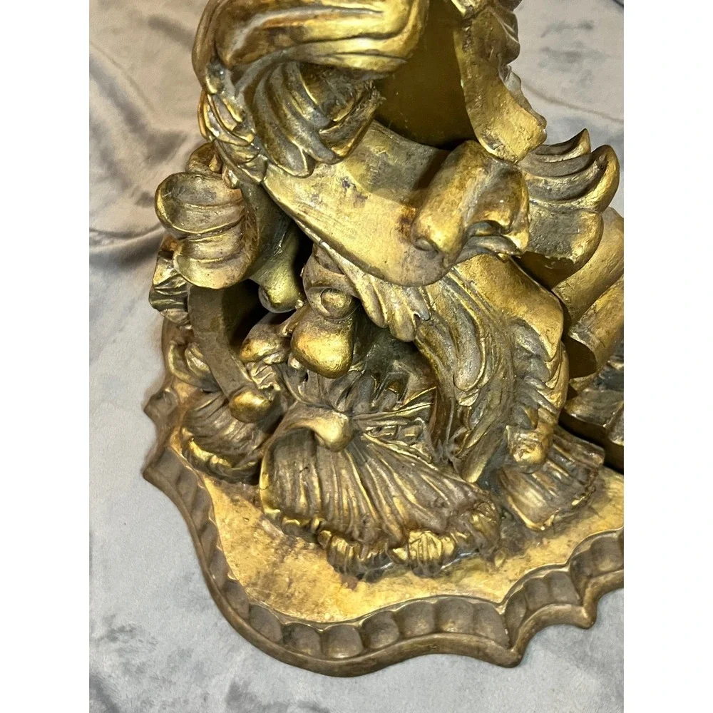 Pair Ornate Gold Wall Shelf Corbel Brackets Baroque Acanthus Hollywood Regency